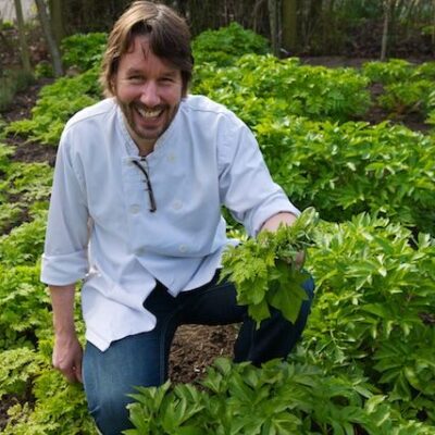 Stuart in Herb Garden